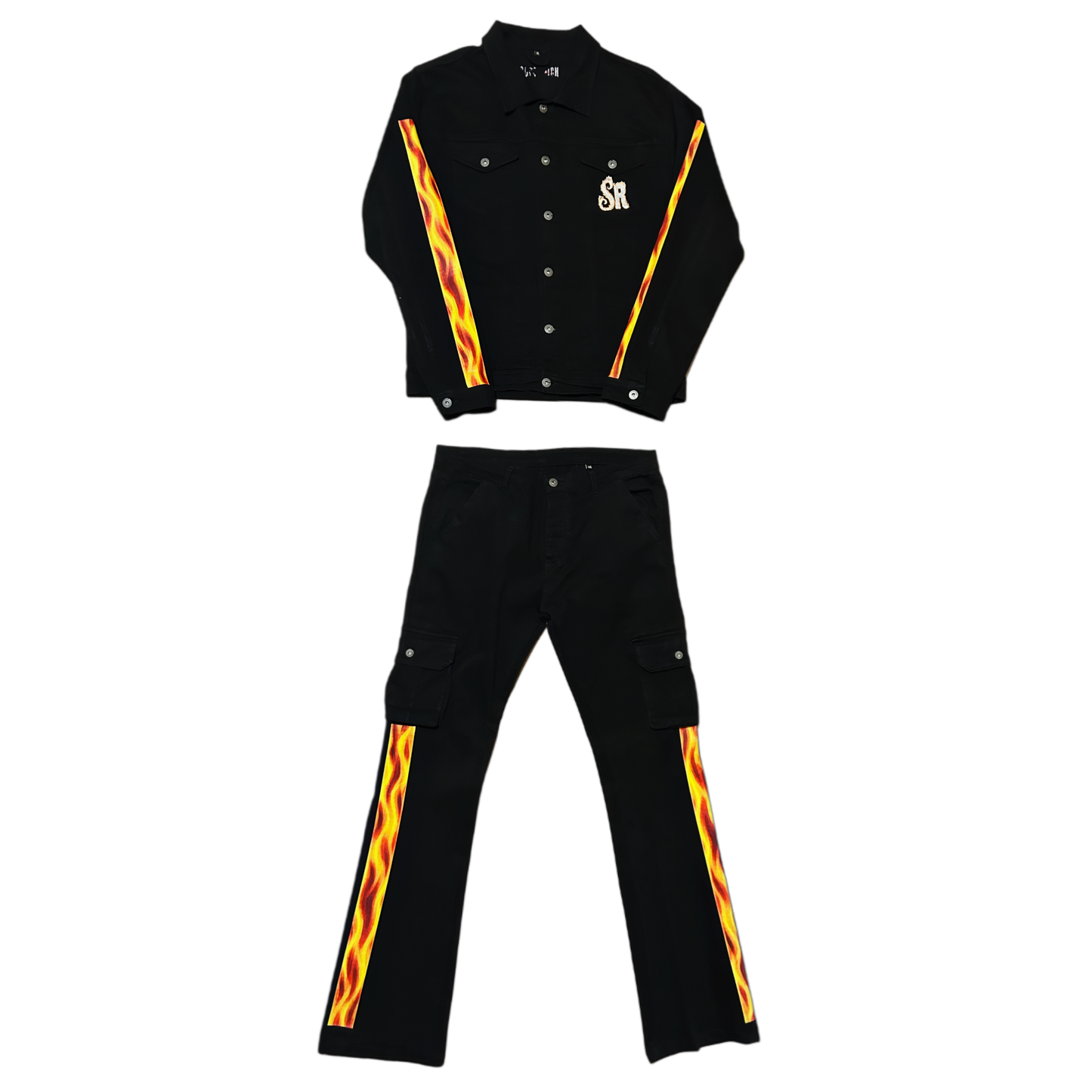 Black SR Jean Jacket & Flare jeans Sets