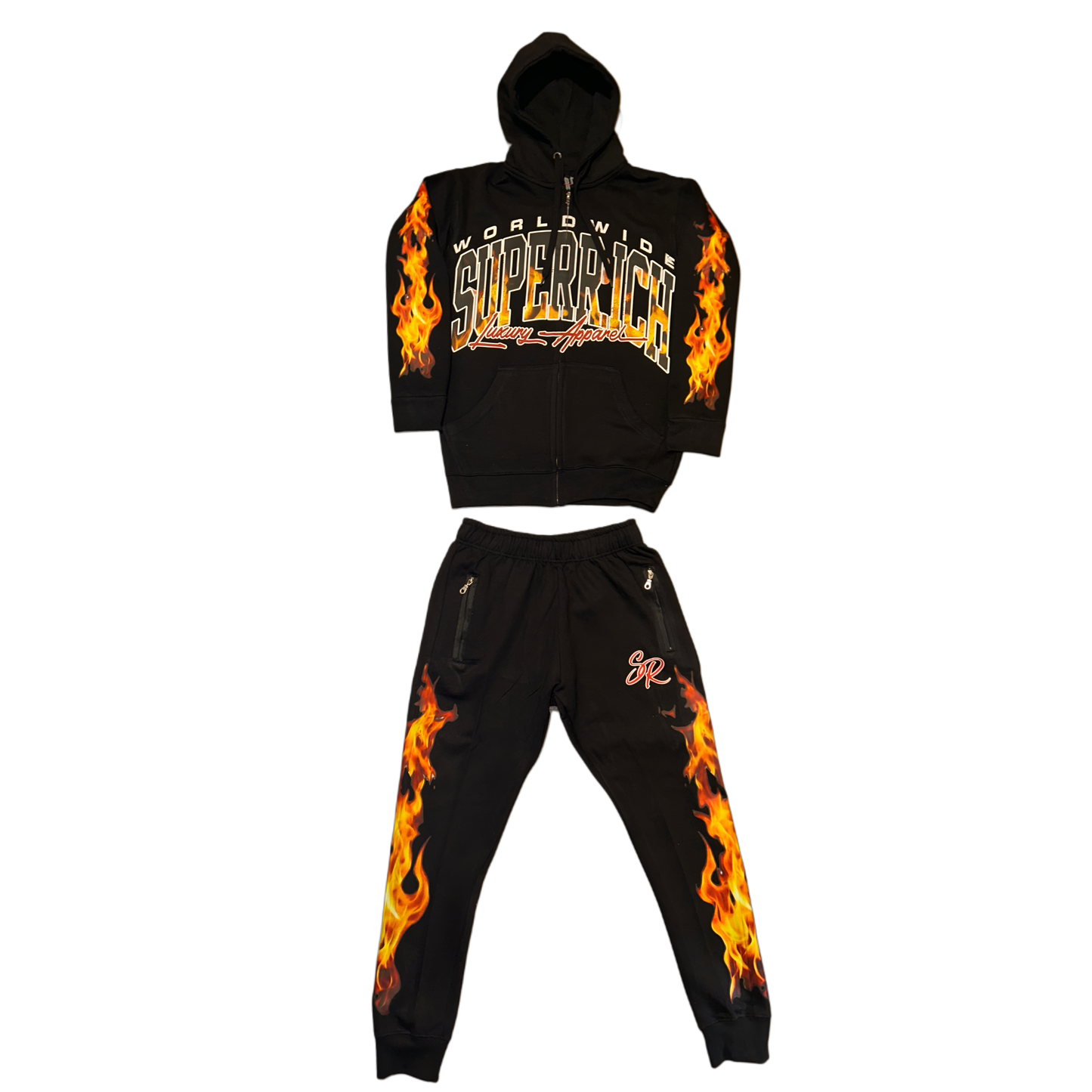 Fire, Zip Up Hoodie & Regular Style Trackpants