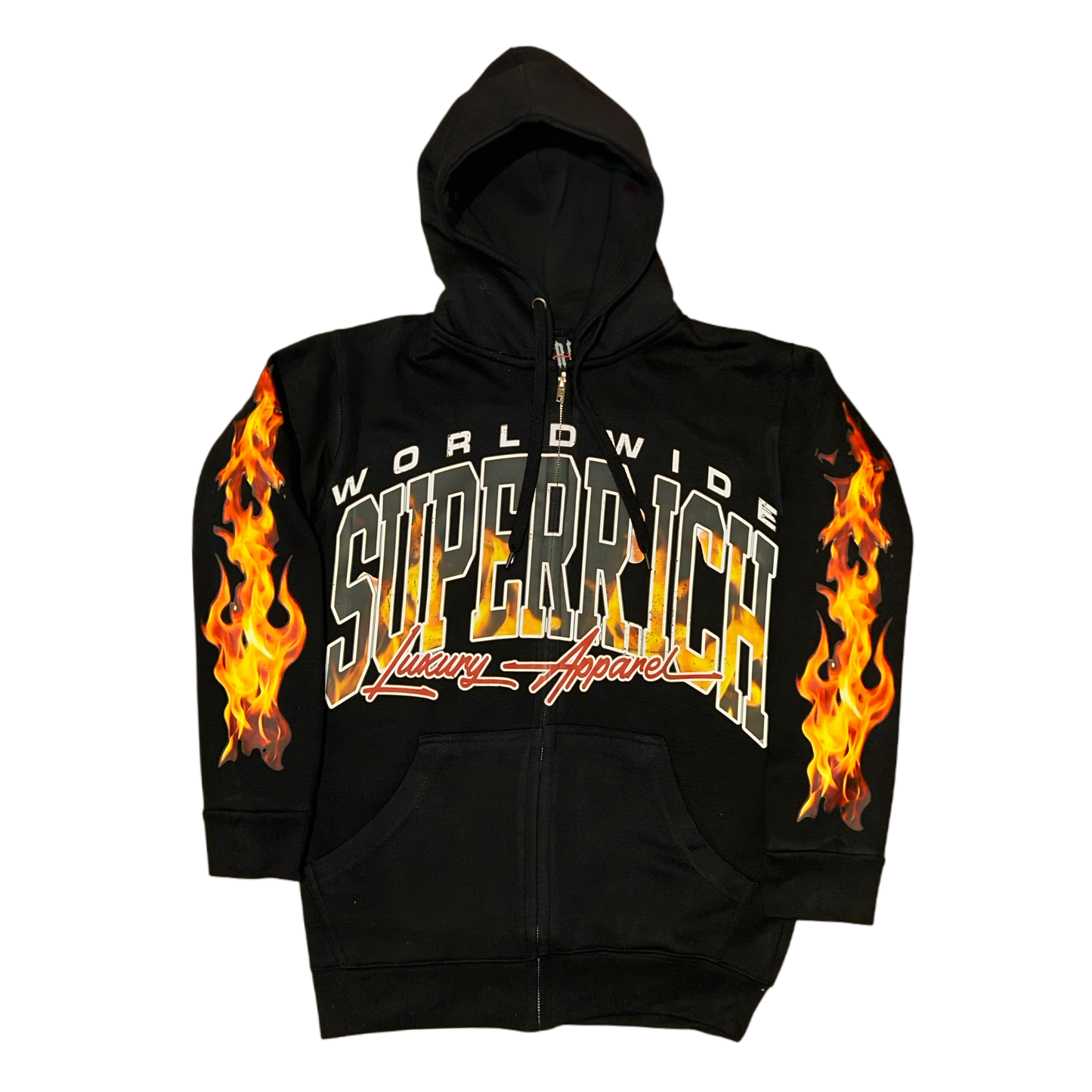 Fire, Zip Up Hoodie &  Regular Style Trackpants