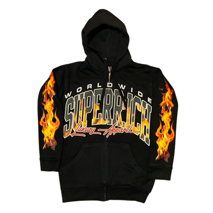 Fire, Zip Up Hoodie &  Regular Style Trackpants