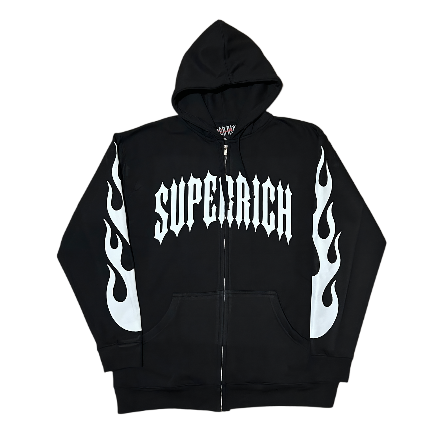 Black & white Flame Regular Style Zip up hoodie and Pants set