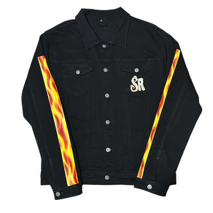 Black SR Jean Jacket  & Flare jeans Sets