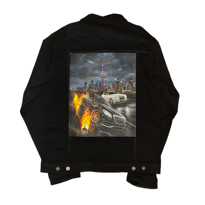 Black SR Jean Jacket  & Flare jeans Sets