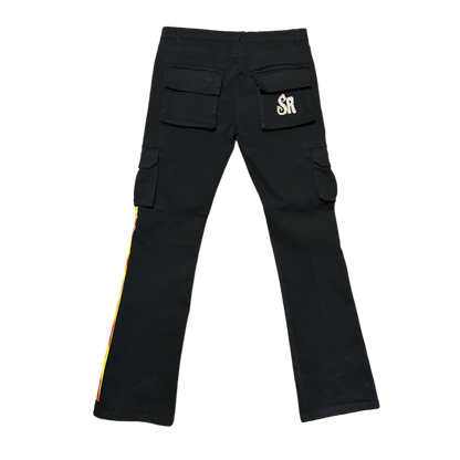 Black SR Jean Jacket  & Flare jeans Sets