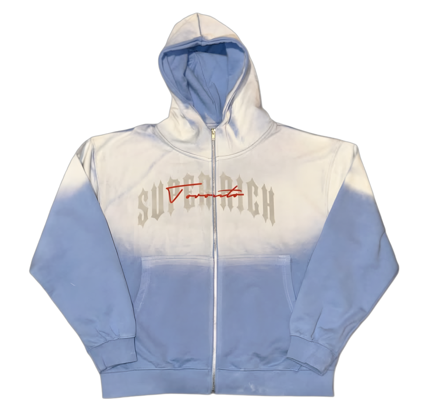 SuperRich Toronto Sky Blue Zip up Hoodie Sunfade Stacked Pants Set