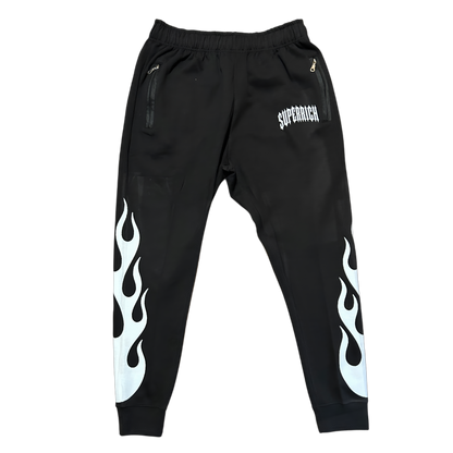 Black & white Flame Regular Style Zip up hoodie and Pants set