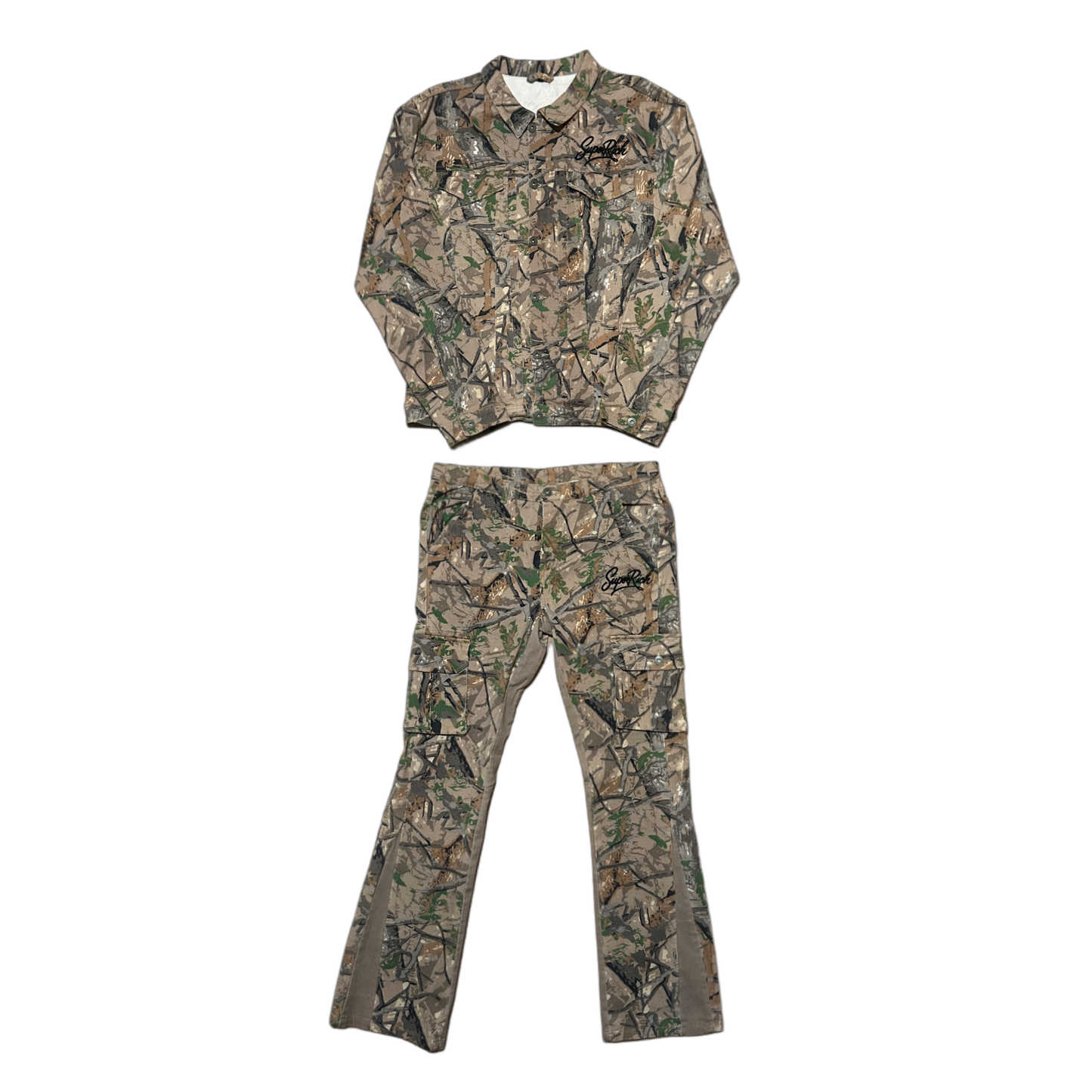 Leaf Camo Jean Jacket  & Flare jeans Sets