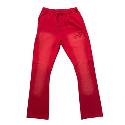 Red Sunfade Stacked pacts tracksuit