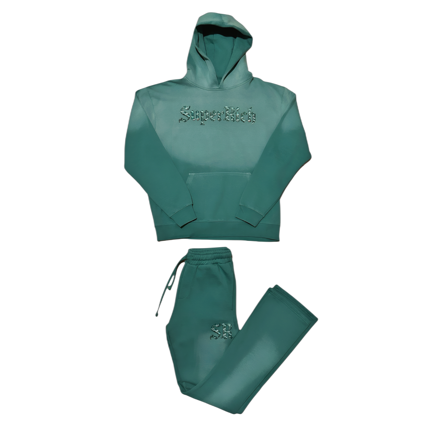 Green SuperRich Pullover Hoodie & stack Pants Set