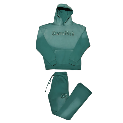 Green SuperRich Pullover Hoodie & stack Pants Set