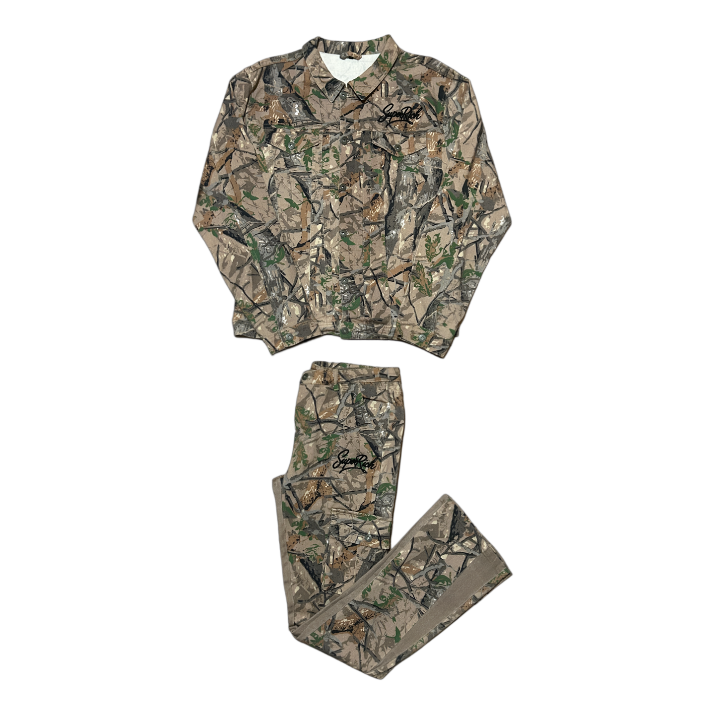 Leaf Camo Jean Jacket  & Flare jeans Sets