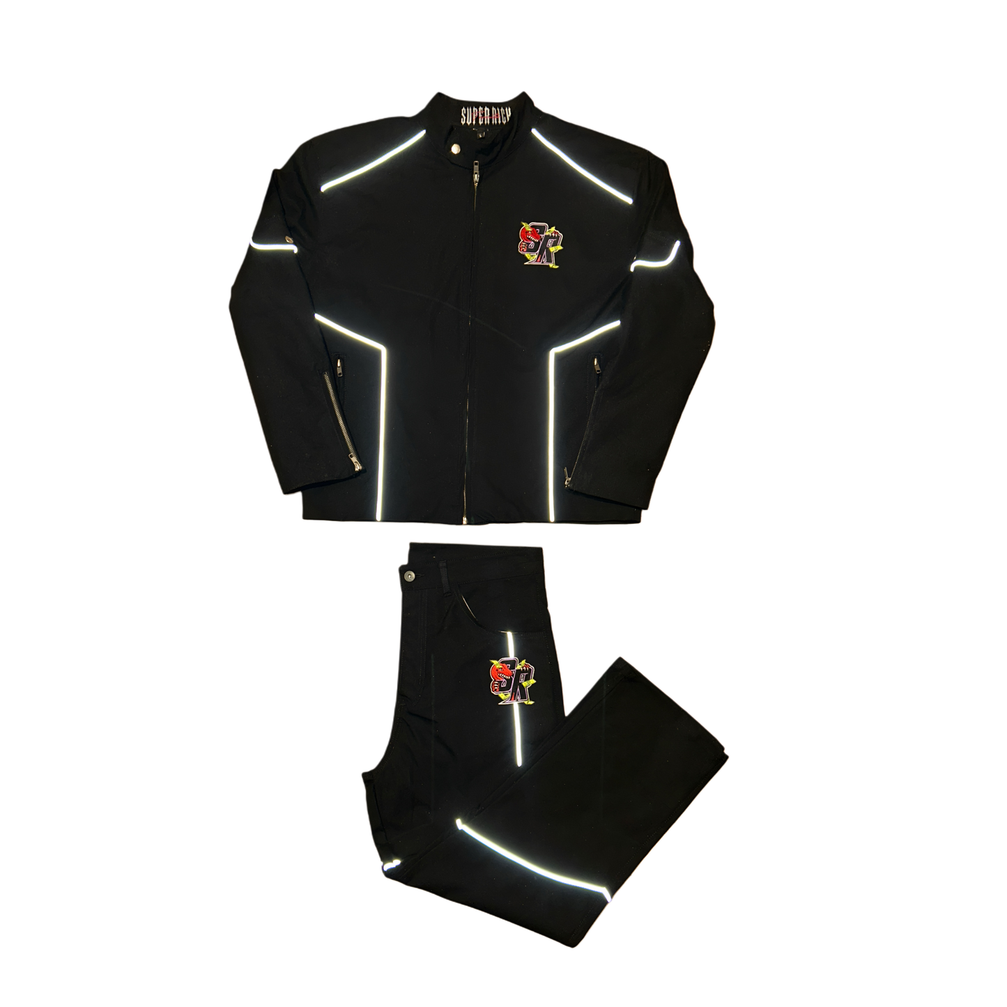 3M Reflective Biker Style Jacket & Pants Set